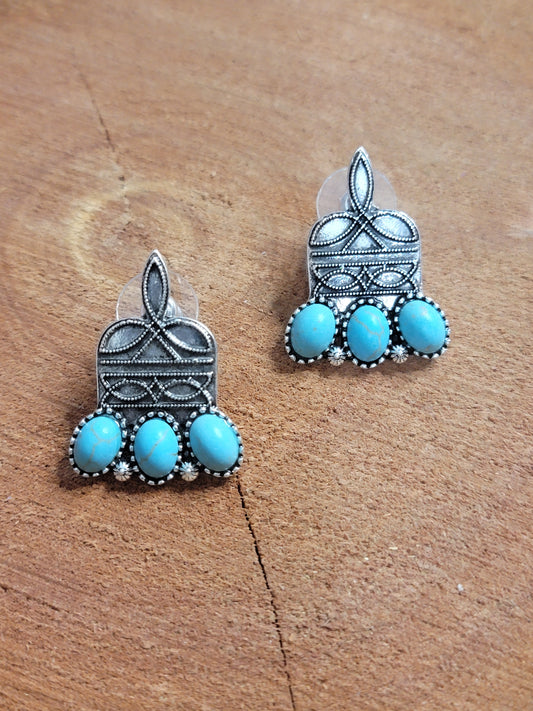 Turquoise Boot Stitch Necklace & Earring Set