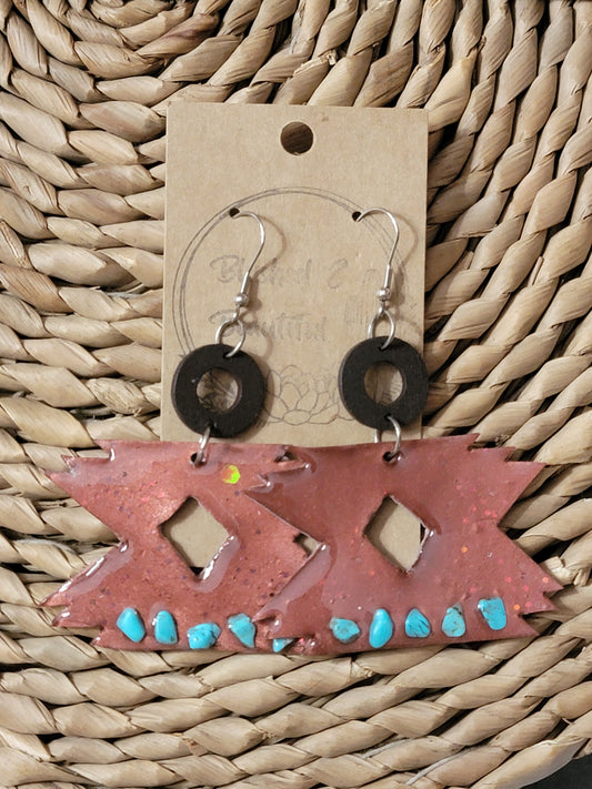 Aztec Turquoise Chip Stone Clay Earrings
