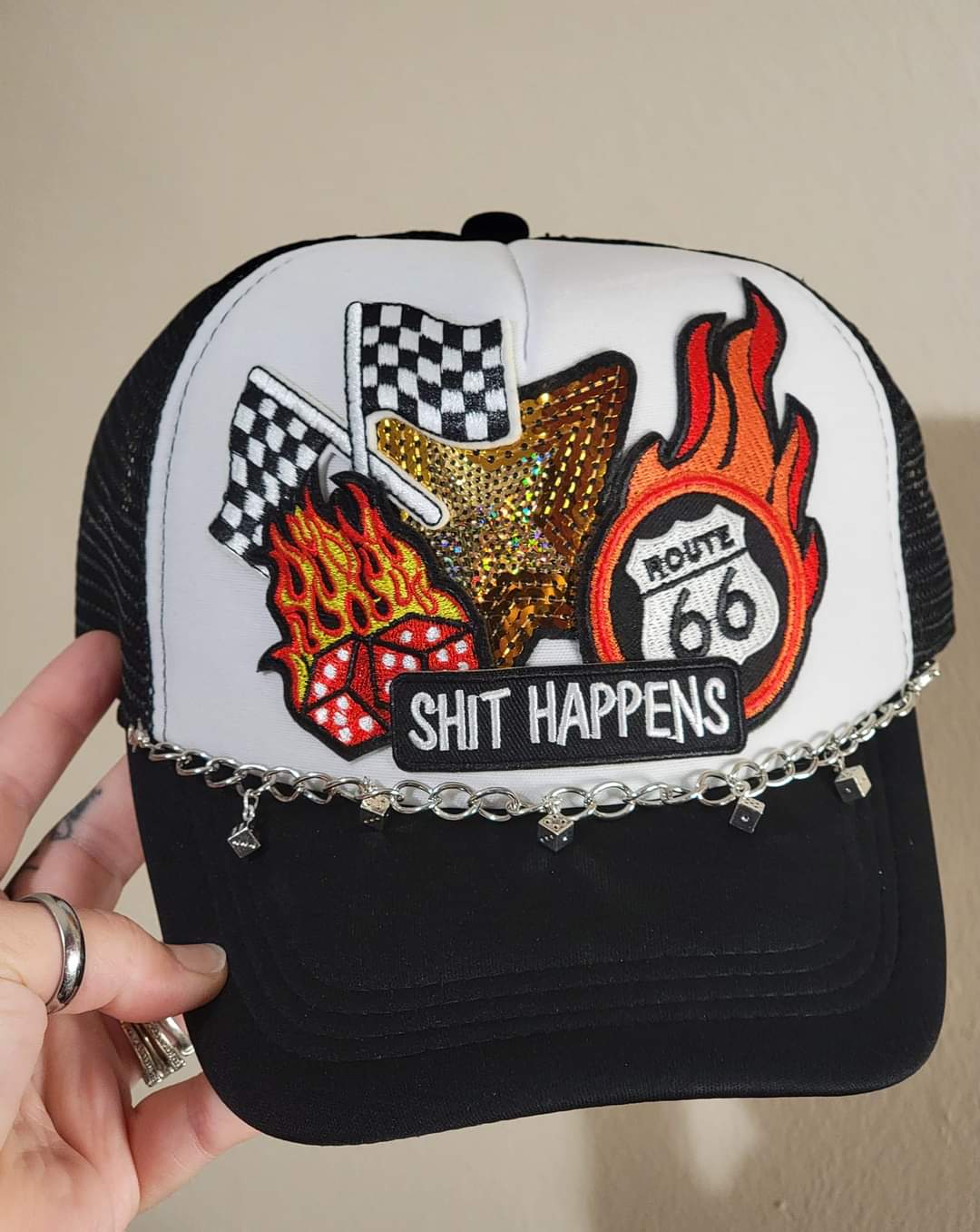 Shit Happens Race Hat - Trucker Hats