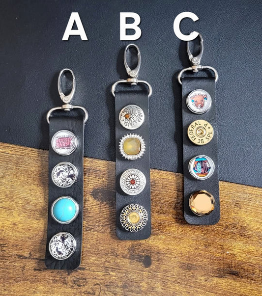 Leather Snap Bead Keychains