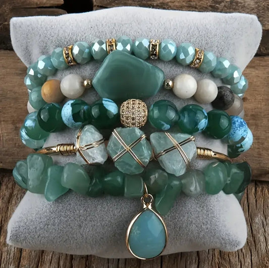 Chic Natural Stone & Beaded Bracelet Stacks