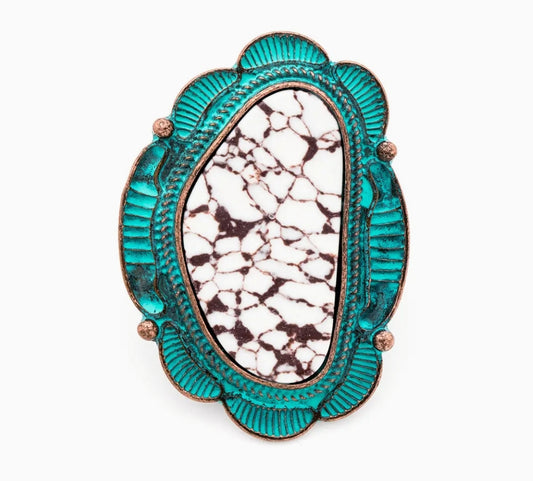 Western Irregular Shape Oversized Stone Ring