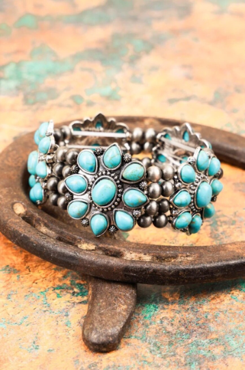 Southwestern Beaded Concho Stretch Bracelet