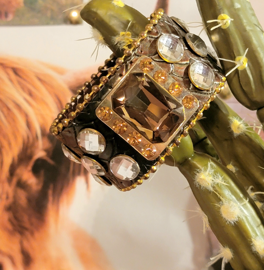 Leather Rhinestone Wrap Bracelet