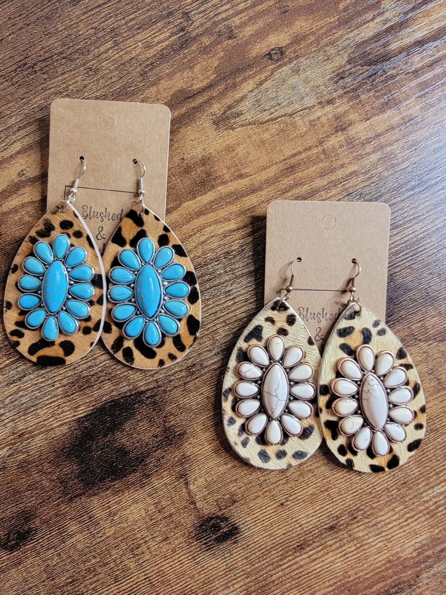 Leopard Teardrop Blossom Earrings