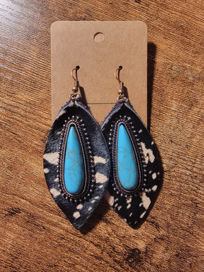 Leather Leopard Print Hide Earrings