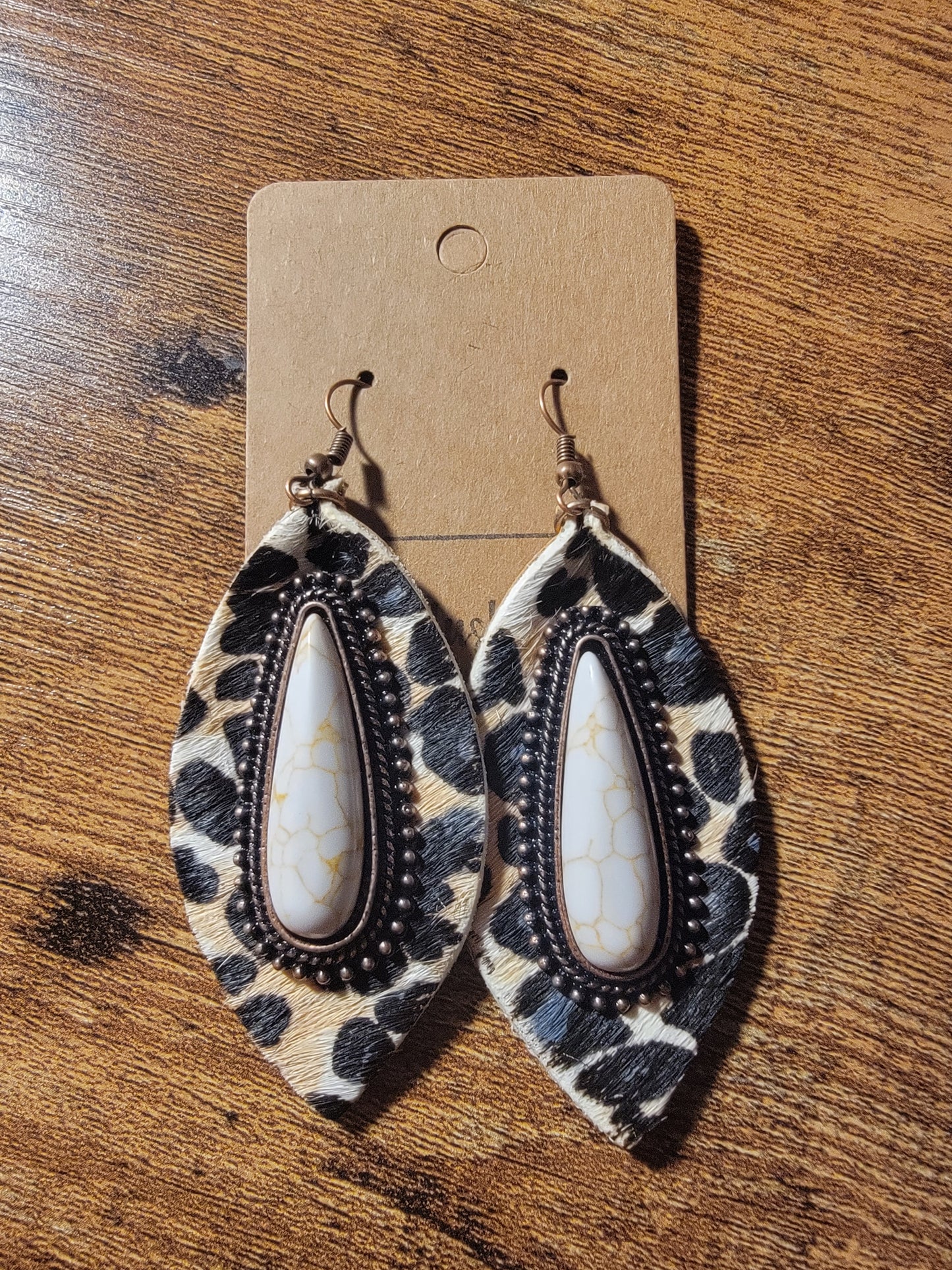 Leather Leopard Print Hide Earrings