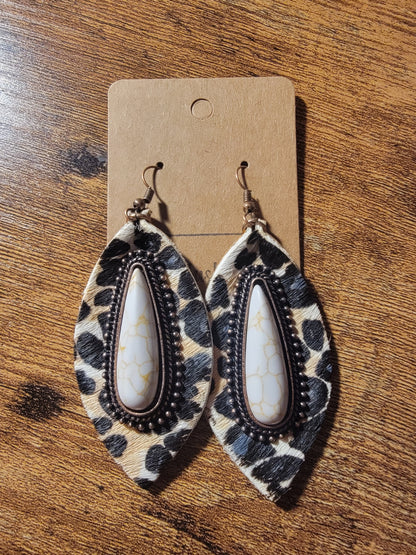 Leather Leopard Print Hide Earrings
