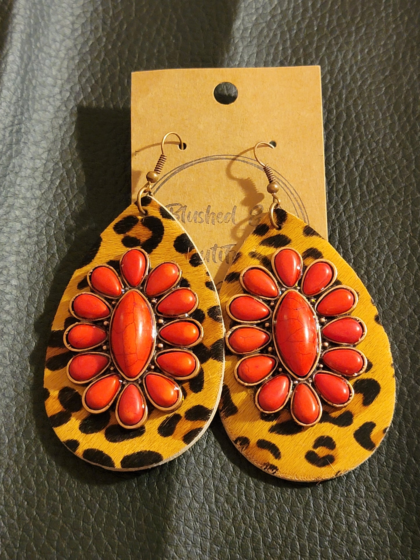 Leopard Teardrop Blossom Earrings