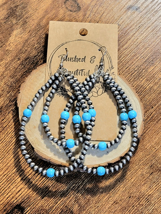 Multi-Layer Navajo Pearl Teardrop Earrings