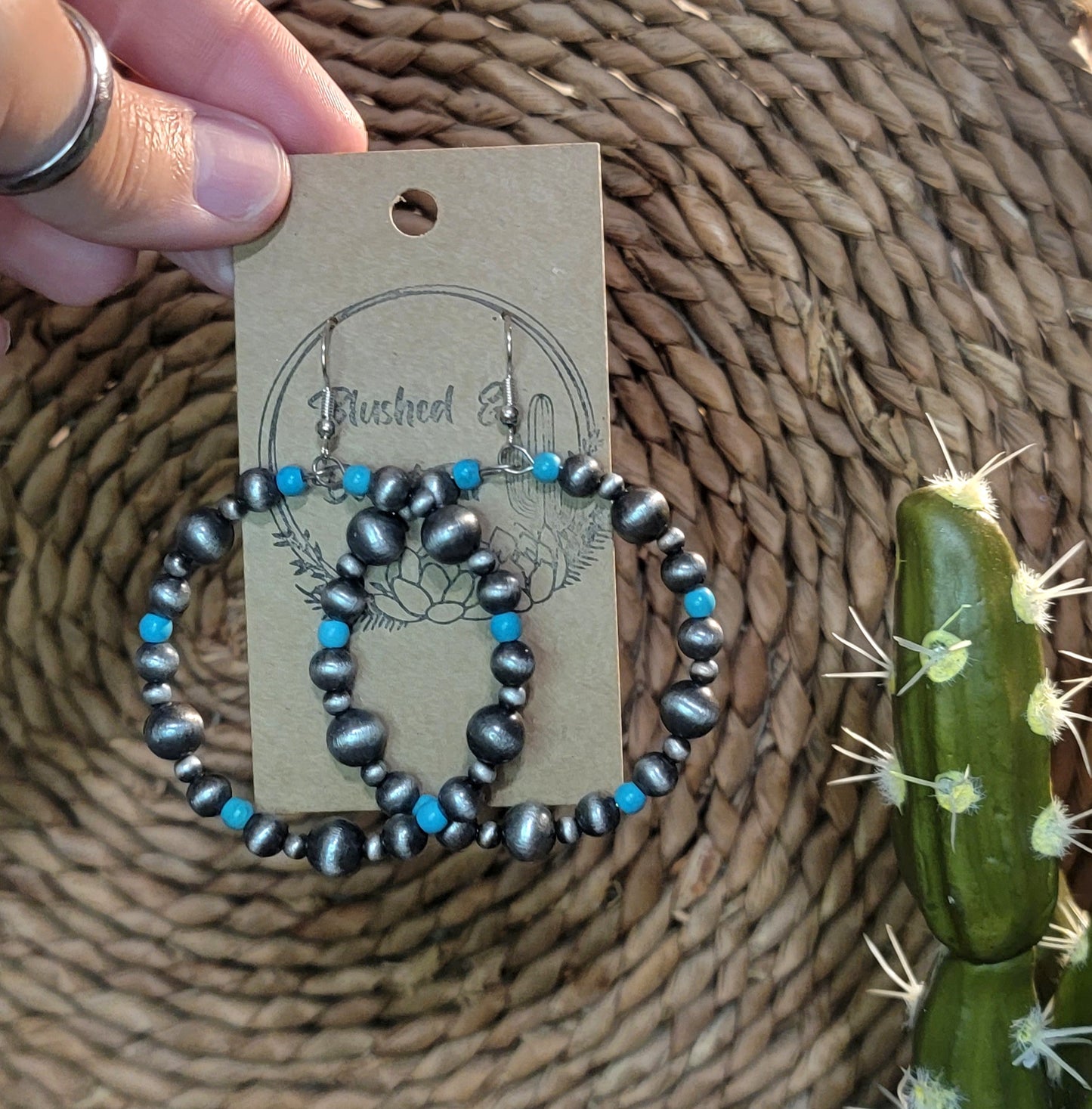 Western Navajo Pearl Beaded Hoops
