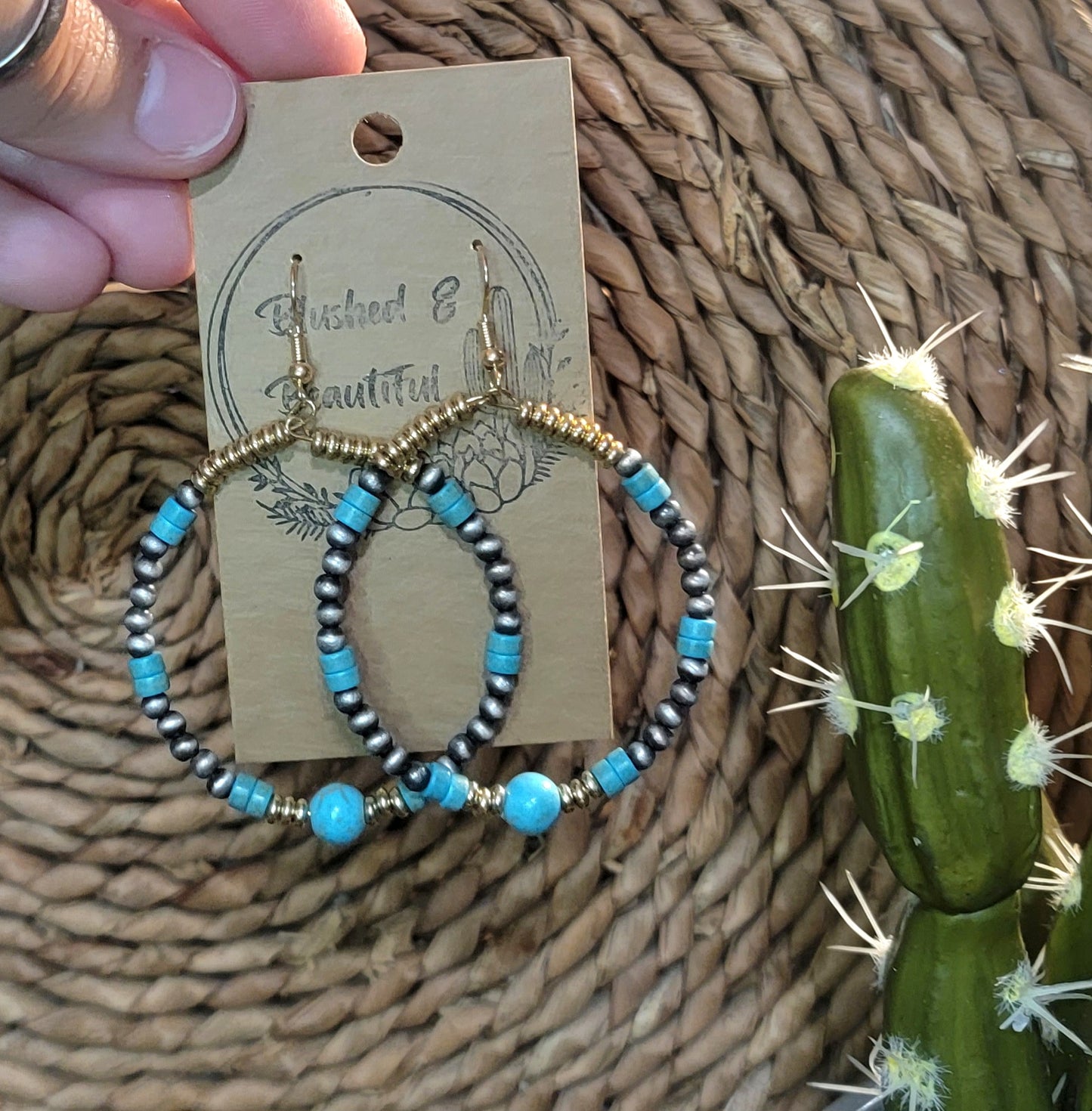 Western Navajo Pearl Beaded Hoops