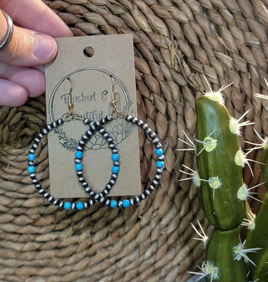 Western Navajo Pearl Beaded Hoops