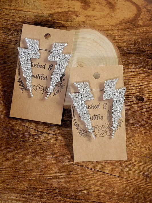 Rhinestone Lightning Bolt Earrings