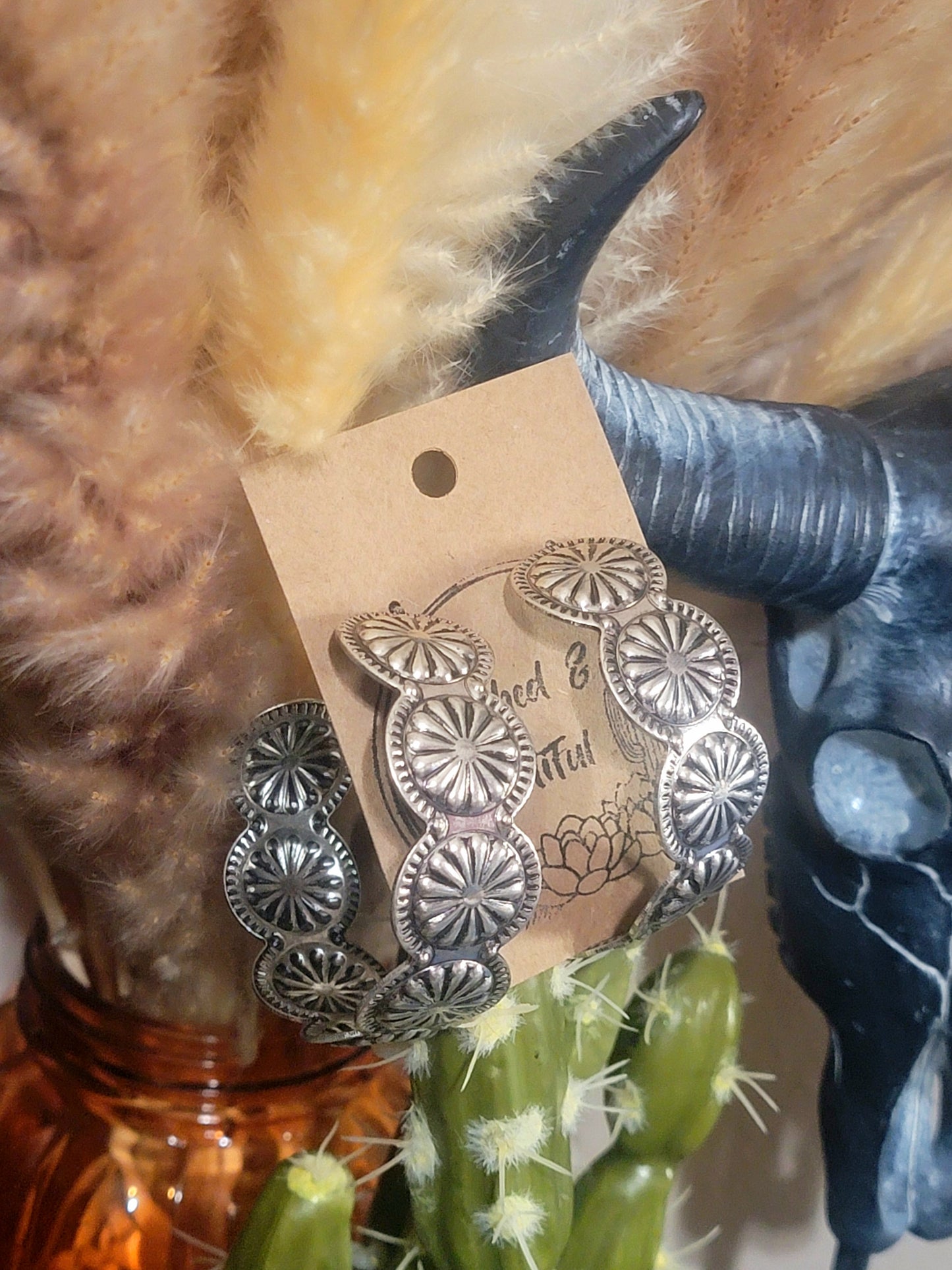 Oversized Southwestern Concho Hoop Earrings