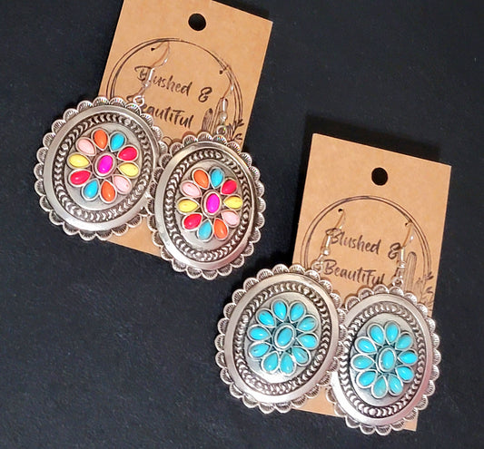 Western Concho Stone Earrings