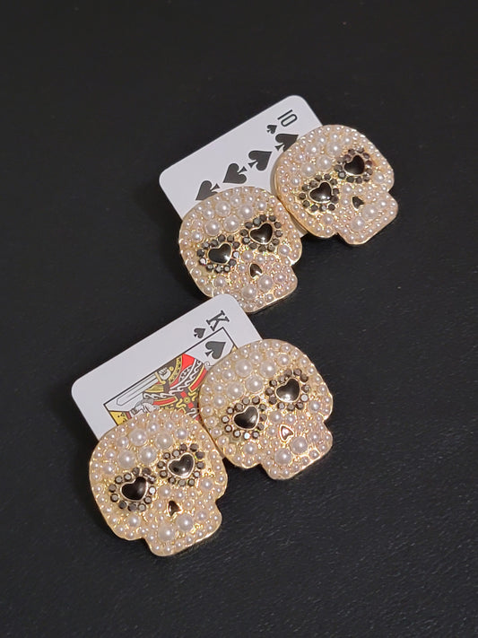 SKULL Stud Pearl Earrings