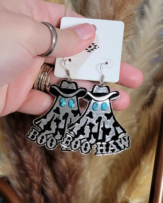 Turquoise Cow Ghost Dangle Earrings