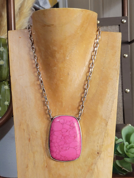 Geometric Pendant Stone Necklace