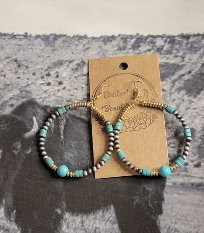 Western Navajo Pearl Beaded Hoops