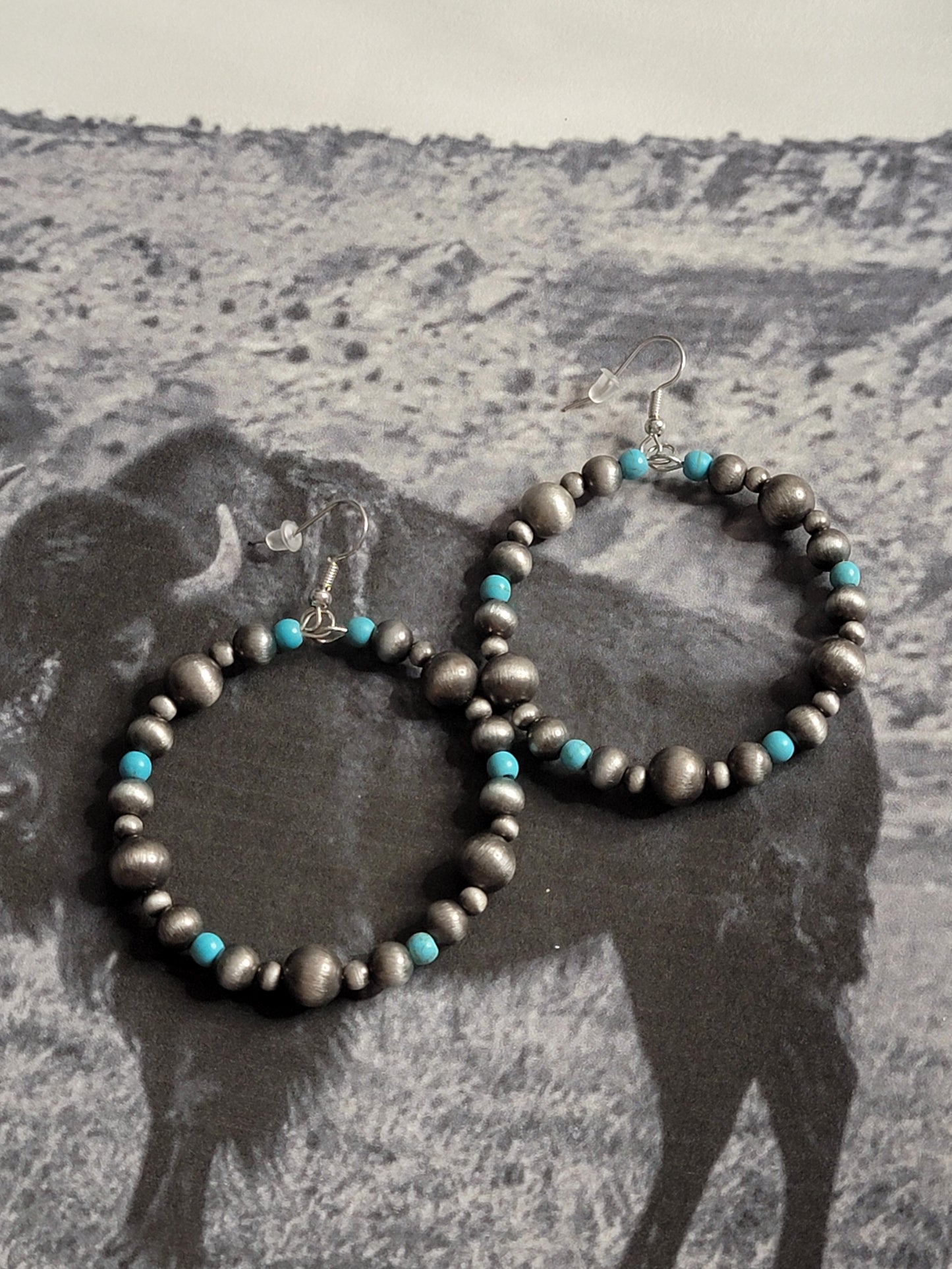 Western Navajo Pearl Beaded Hoops