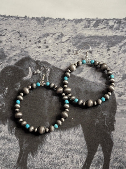 Western Navajo Pearl Beaded Hoops