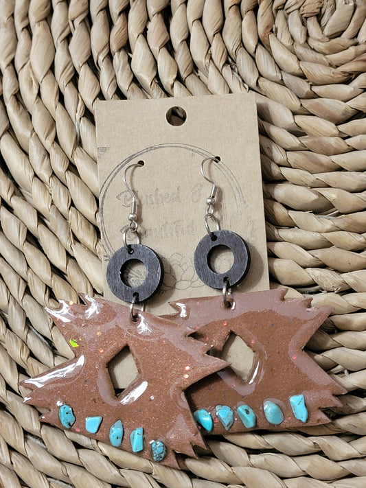 Aztec Turquoise Chip Stone Clay Earrings
