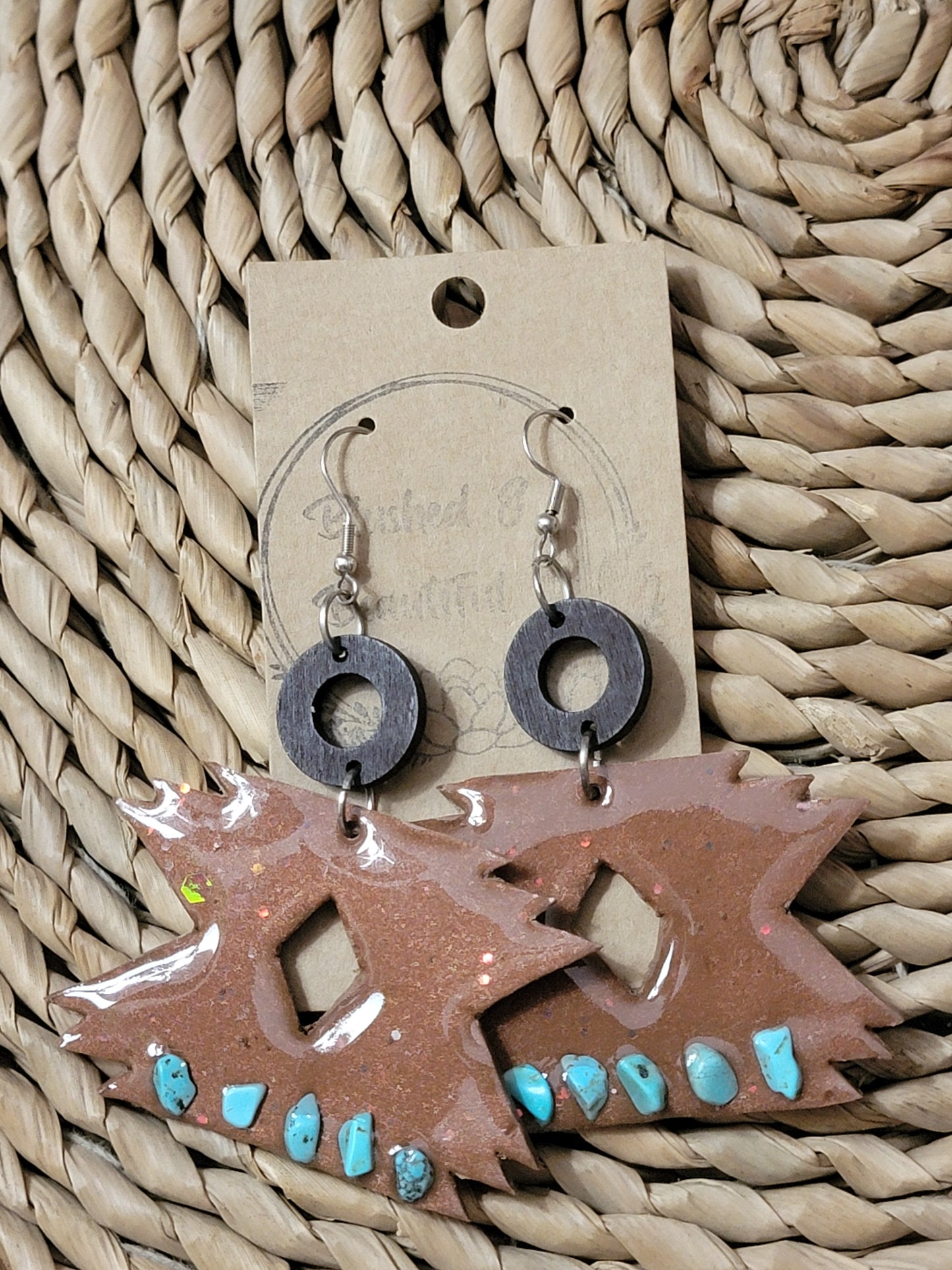 Aztec Turquoise Chip Stone Clay Earrings