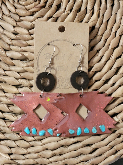 Aztec Turquoise Chip Stone Clay Earrings