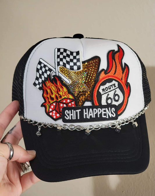 Shit Happens Race Hat - Trucker Hats