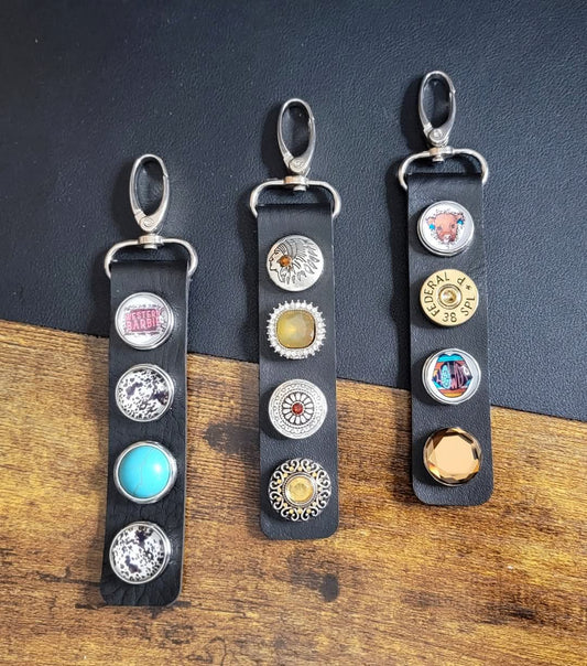Leather Snap Bead Keychains