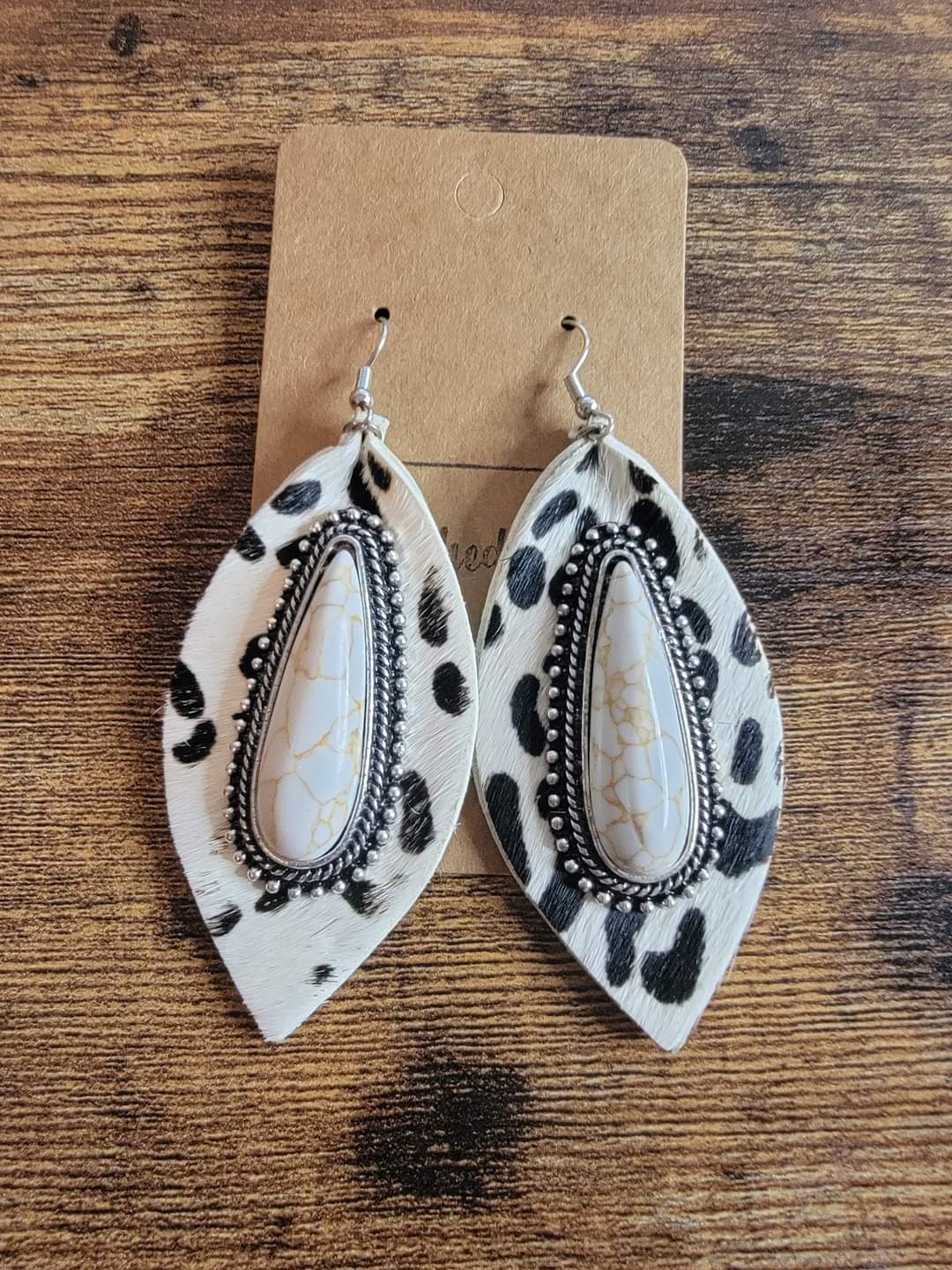 Leather Leopard Print Hide Earrings