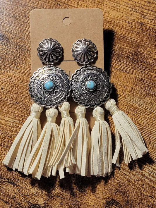 Western Tassel Concho Earrings