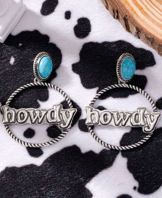 HOWDY Turquoise Studed Hoop Earrings