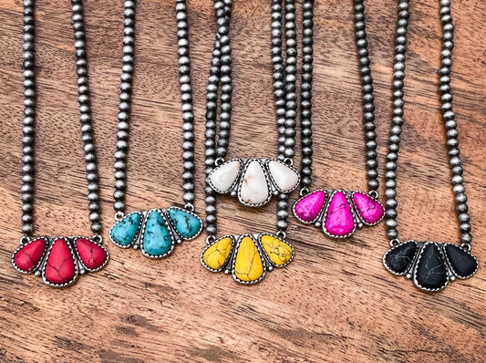 Teardrop Beaded Bar Necklace