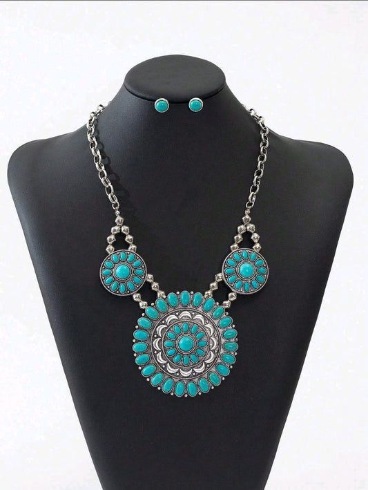 Turquoise Circle Jewelry Set