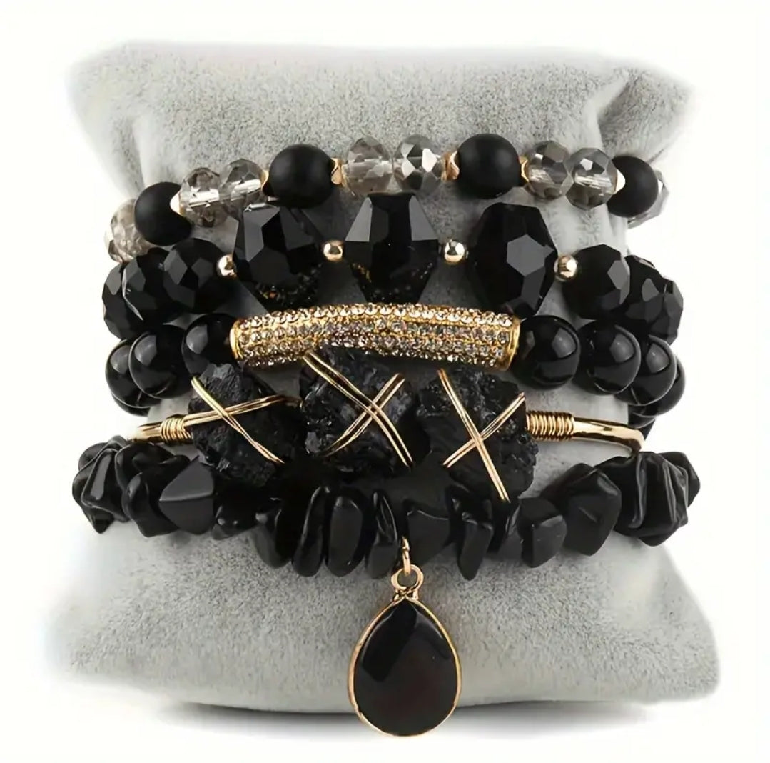 Chic Natural Stone & Beaded Bracelet Stacks