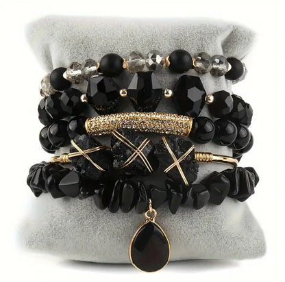 Chic Natural Stone & Beaded Bracelet Stacks
