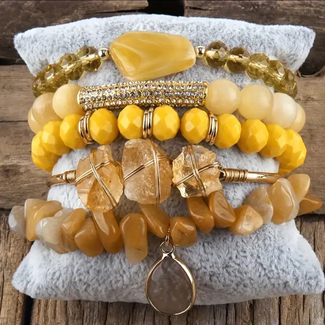 Chic Natural Stone & Beaded Bracelet Stacks