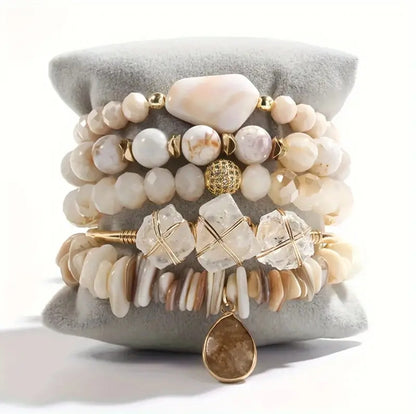Chic Natural Stone & Beaded Bracelet Stacks