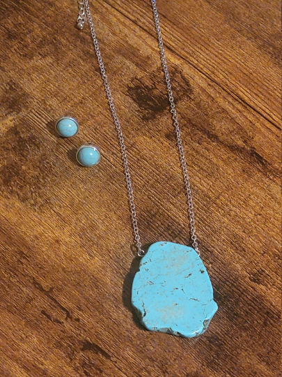 Slab Stone Turquoise & Howlite Jewelry Set