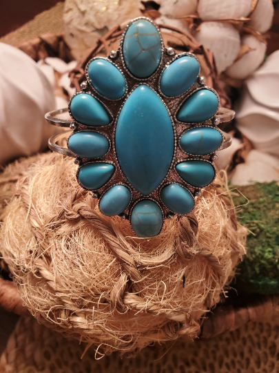 Concho Western Stone Cuff Bracelets