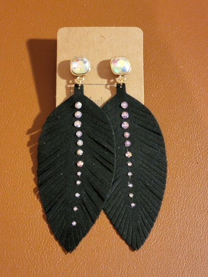 Boho Chic Feather Rhinestone Earring