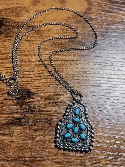 Cow Tag Turquoise Necklace