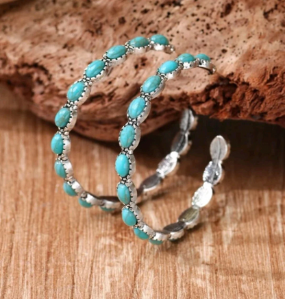 Western Stone Hoop Earrings