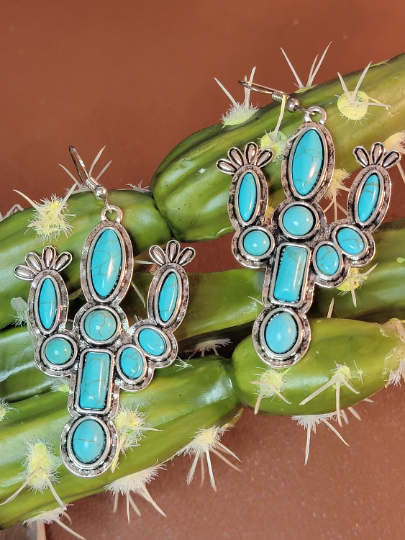 CACTUS Blossom - TURQUOISE Western Cactus Earrings