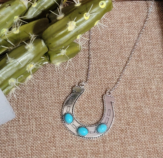 Horseshoe Necklace - Western - Turquoise