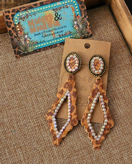 Leopard Print Cork Leather Earrings