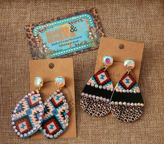 Aztec Southwestern Teardrop Earrings