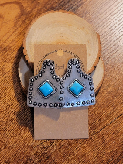 COW TAG Stud Earrings - Oversized Western Earrings